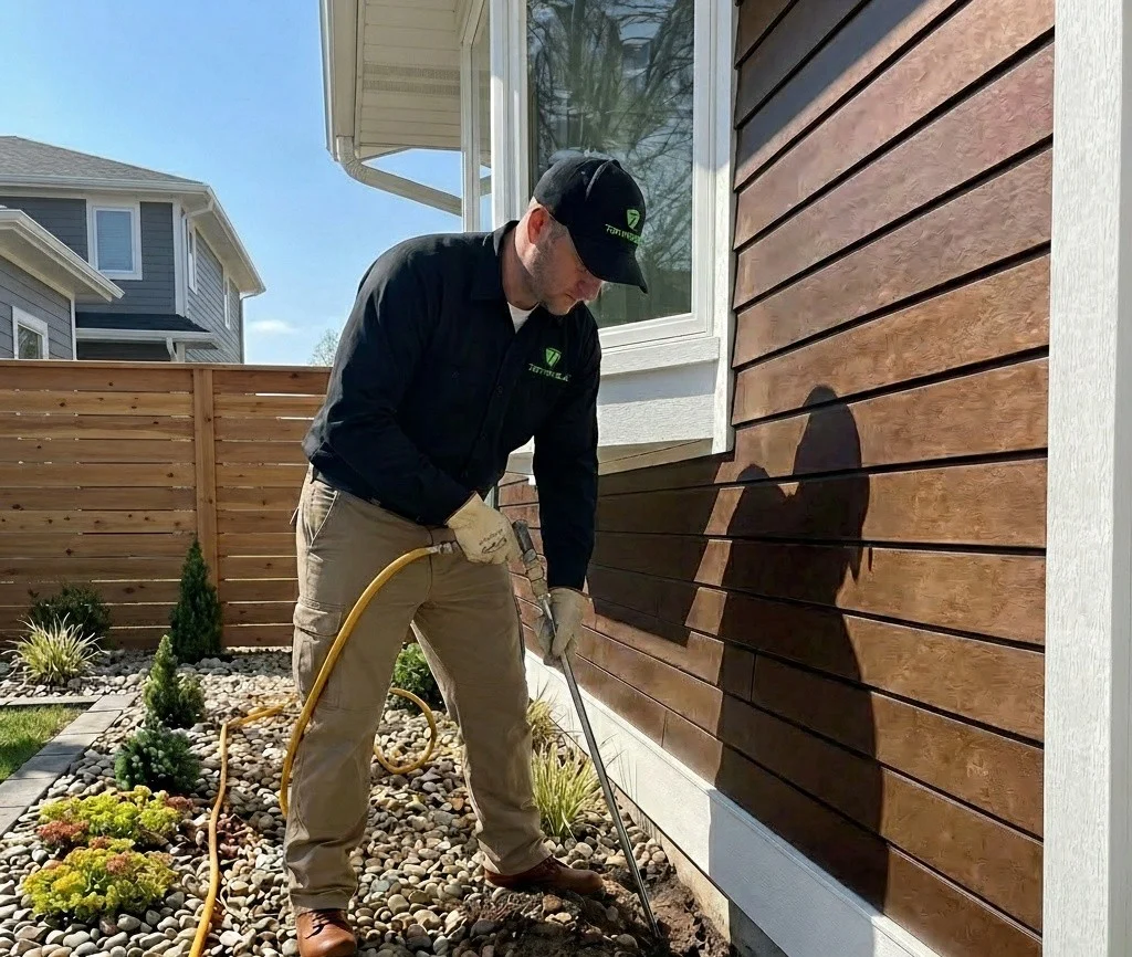 Termishield technician treating the perimeter of a home